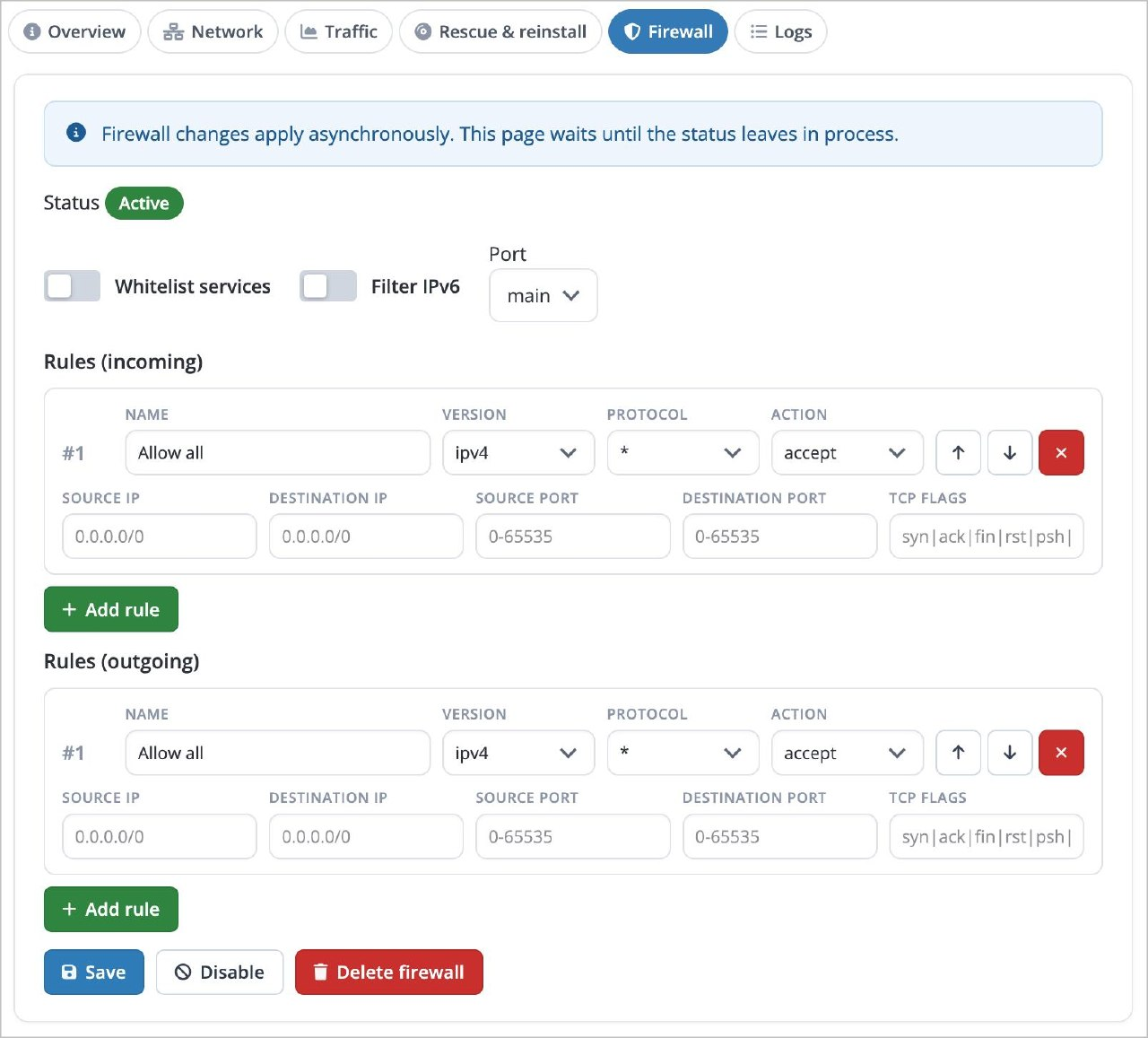 Aminserve Germany Dedicated Server Hardware Firewall Management Interface