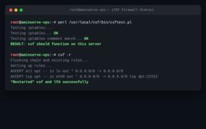 ConfigServer Security and Firewall CSF installation test on Linux
