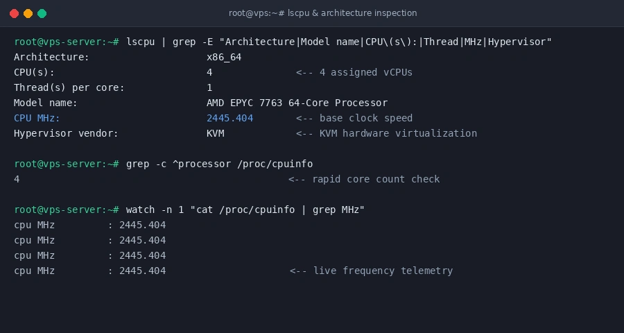Linux lscpu and proc cpuinfo hardware inspection in terminal